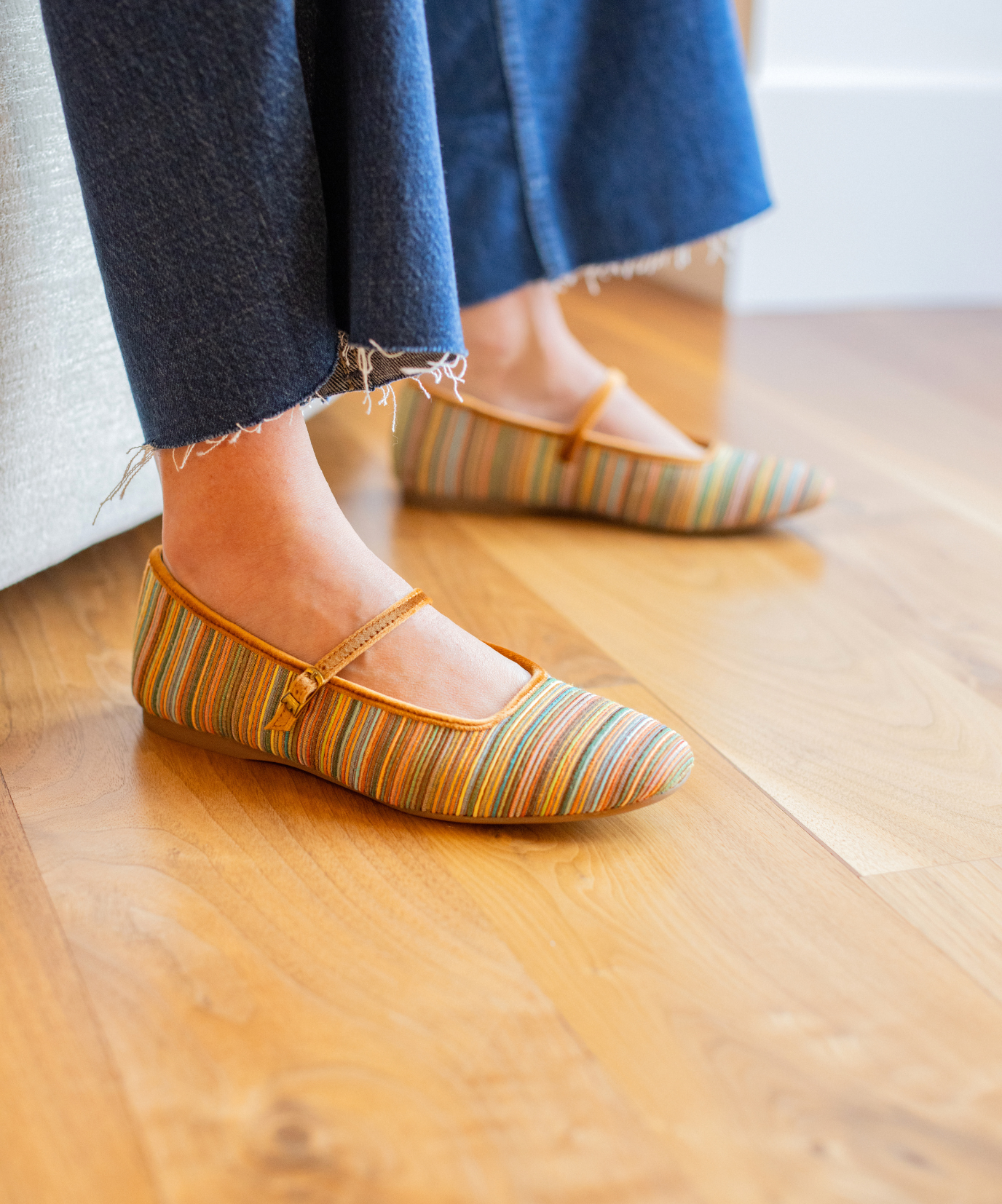The Hummingbird Mary Jane Grosgrain - Tan Multi Stripe - Image 3