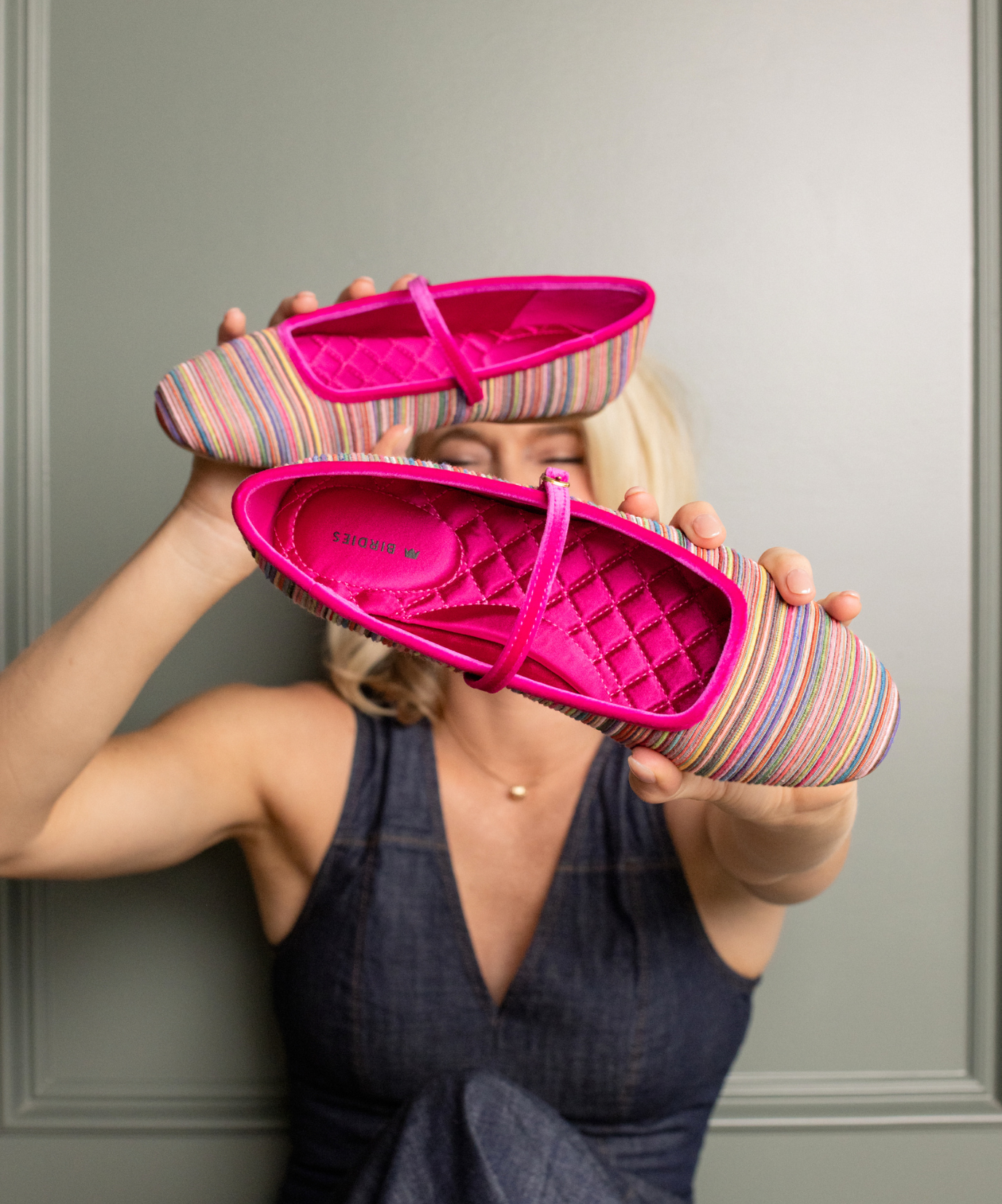 The Hummingbird Mary Jane Grosgrain - Hot Pink Multi Stripe - Image 4