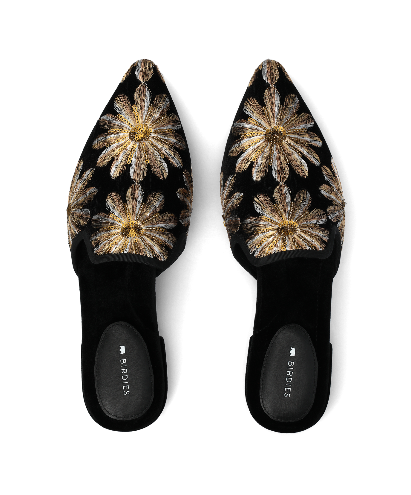 The Goldfinch 15 Mule - Black Gold Starburst Velvet - Image 2