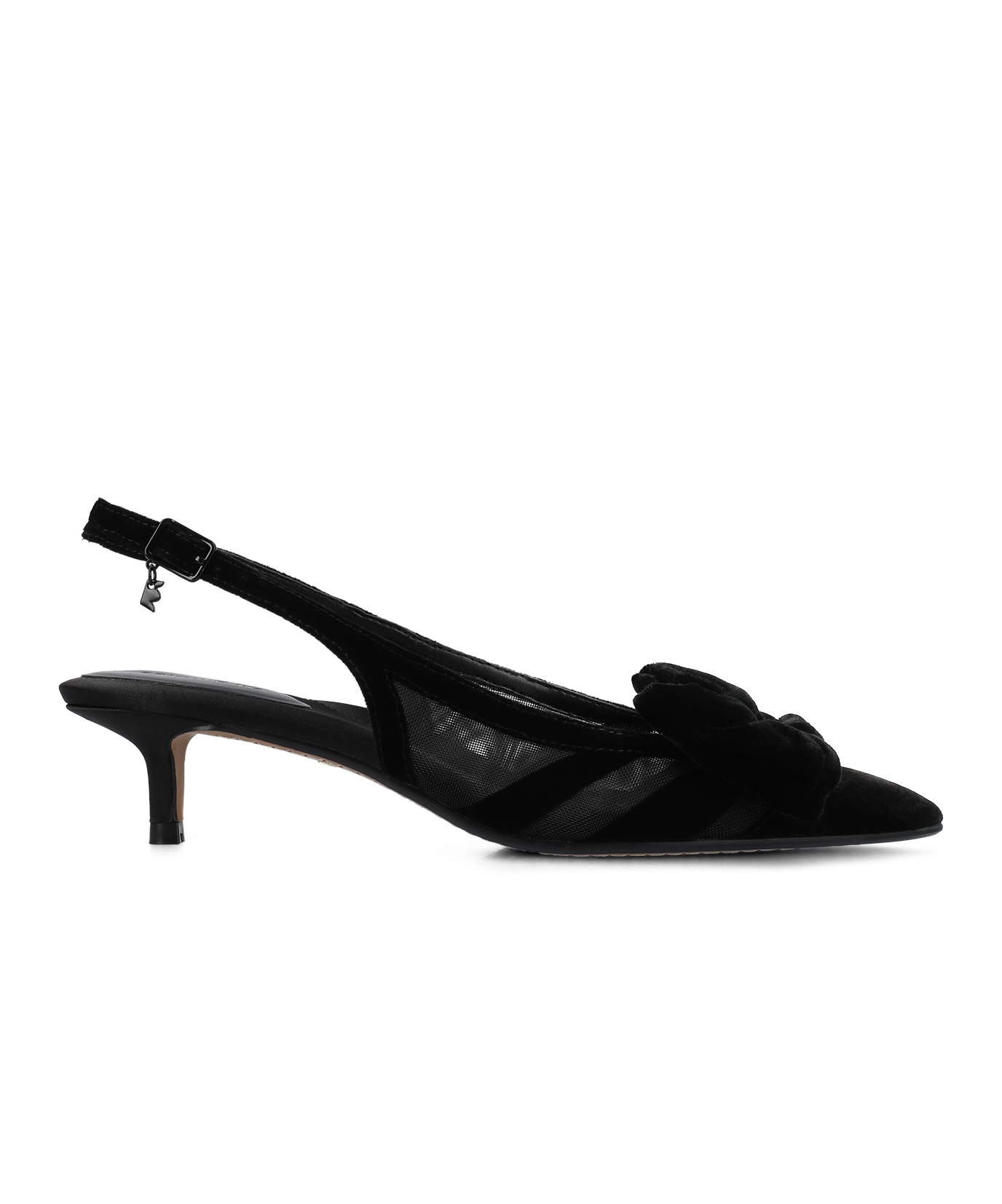 The Goldfinch Kitten Heel - Black Velvet Mesh - Image 4