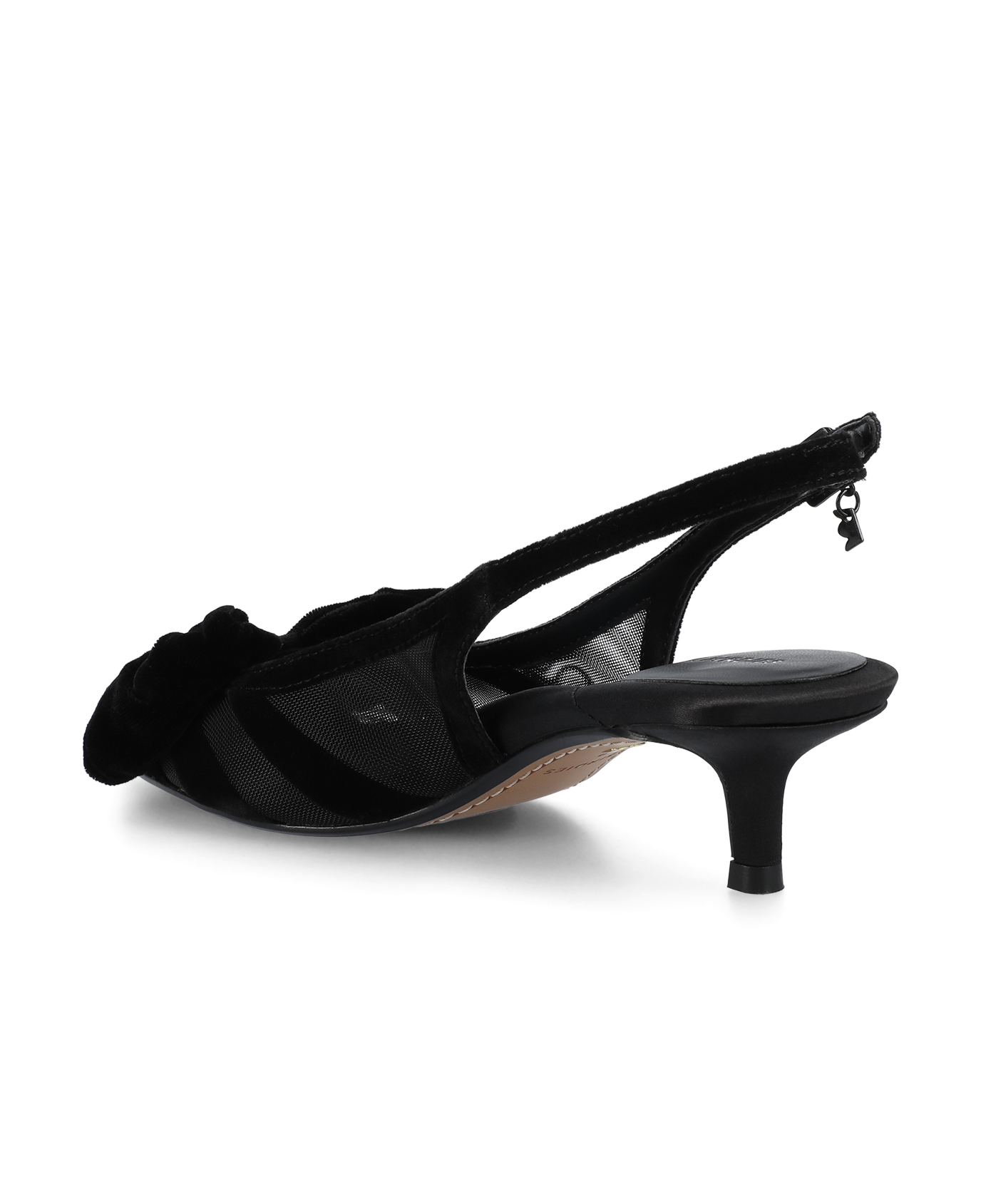 The Goldfinch Kitten Heel - Black Velvet Mesh - Image 2