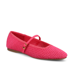 The Hummingbird Mary Jane - Hot Pink Woven Satin