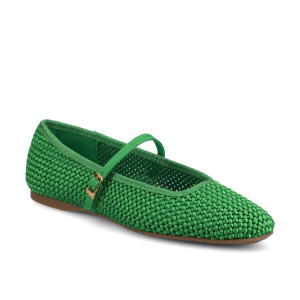 The Hummingbird Mary Jane - Kelly Green Woven Satin