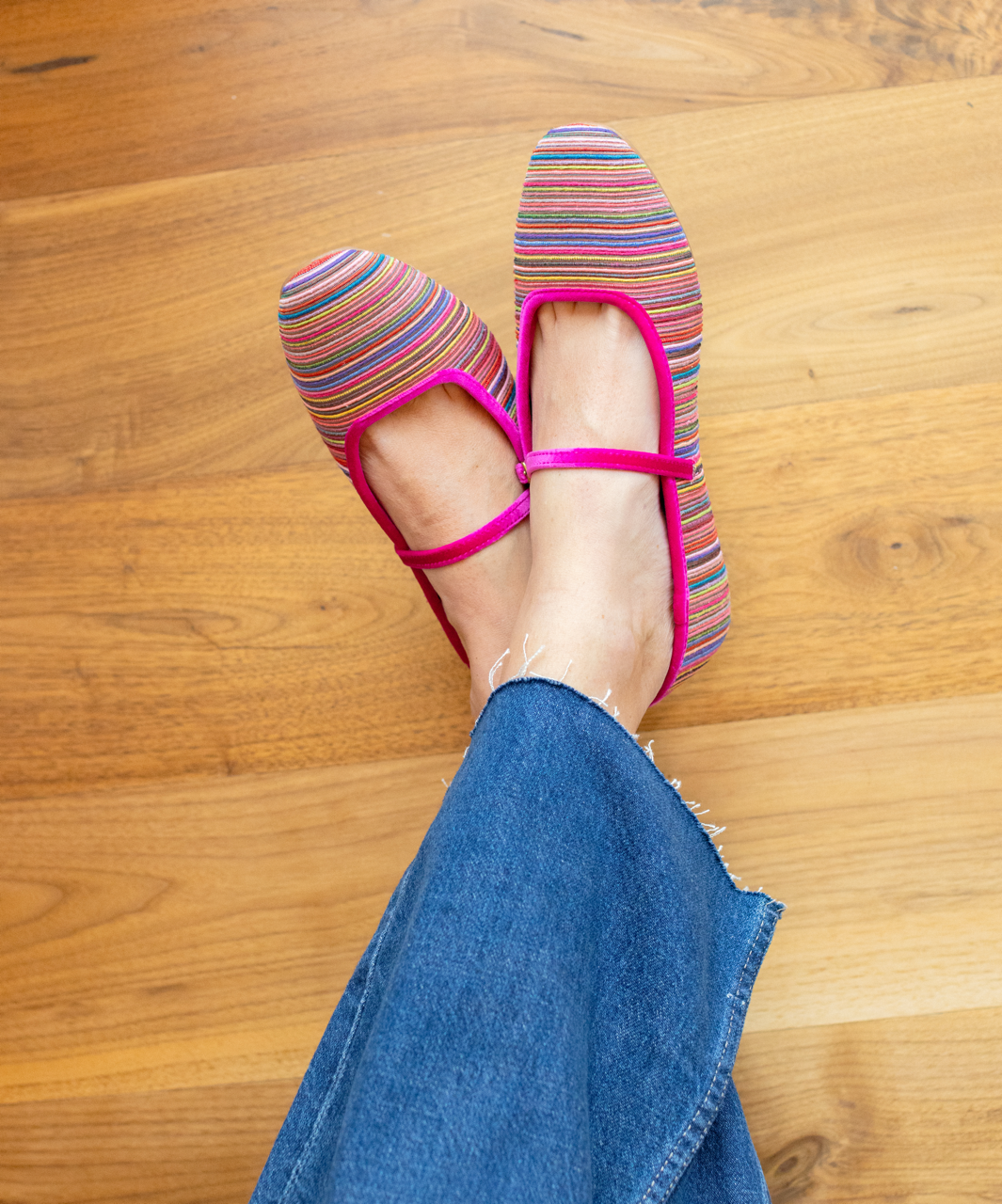 The Hummingbird Mary Jane Grosgrain - Hot Pink Multi Stripe - Image 2